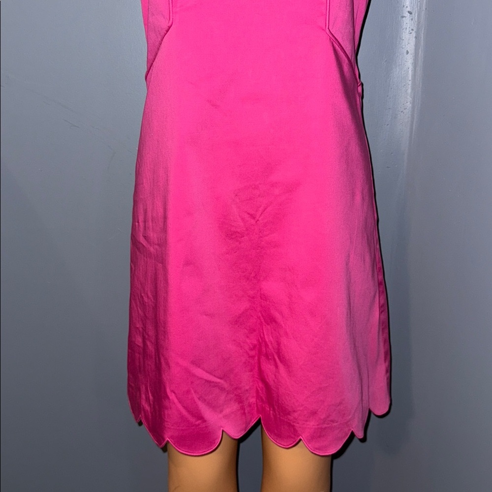 Julie Brown NYC Hot Pink Scalloped Hem Shift Dress | Size 8 - Picture 3 of 7